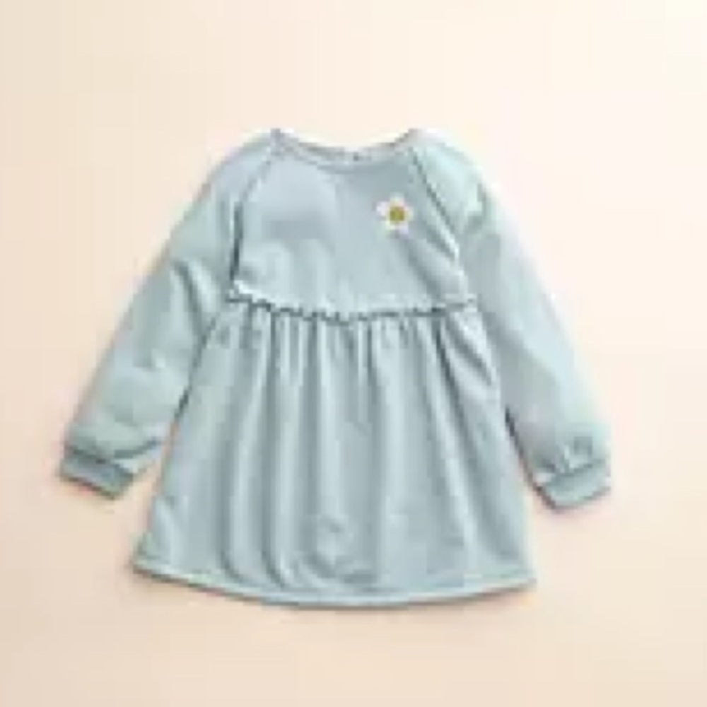 Little Co. By Lauren Conrad- Fleece Dress, Blue Flower Smile, 2T